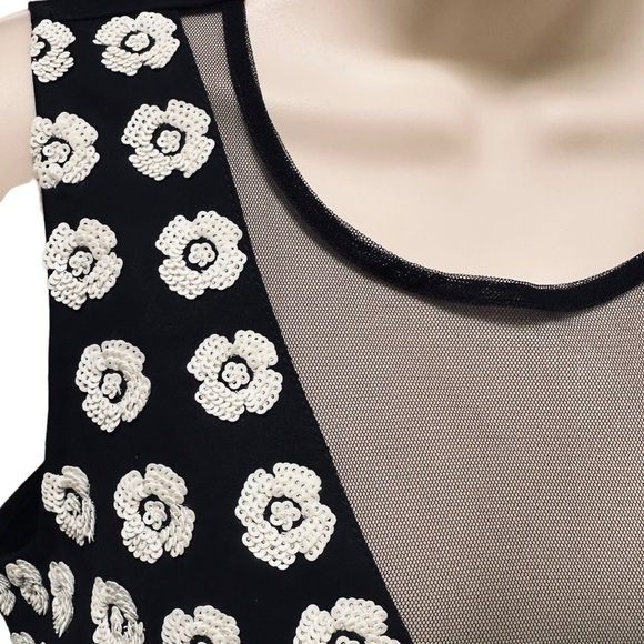 NWT SACHIN + BABI Iris Black Sequin Flower Mini Mesh Dress 2 neutral whimsigoth - Picture 2 of 10